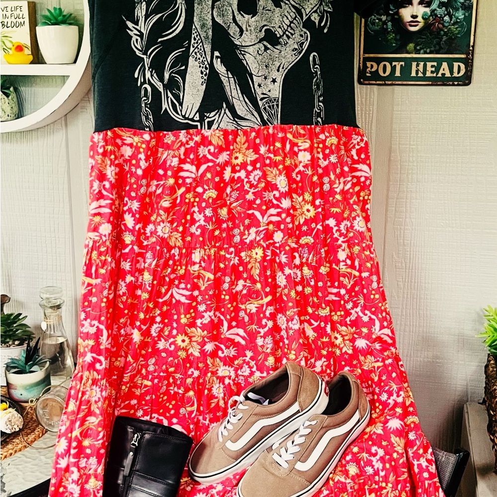 Floral Red Skirt